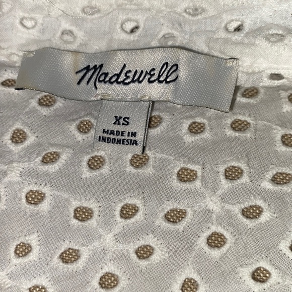 Madewell White Eyelet Lace Bell Sleeve Top Blouse - XS - Picture 11 of 14